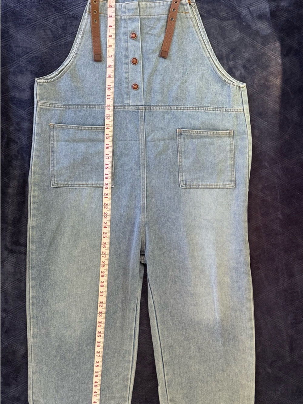 Denim Strap Pocket Jumpsuit - Light Blue